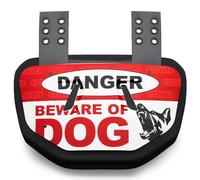Battle Sports Novelty Football Back Plate - Hard Shell Lower Back Protector with Contoured Foam for High-Impact Protection - Adult, Beware of Dog, Red