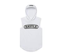 Battle Sports Sleeveless Light Action Hoodie, White/Black, M