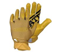 Battle Sports Triple Threat Wide Receiver Football Gloves, Ultra Stick Adult & Youth Gloves - Adult Large, Gold