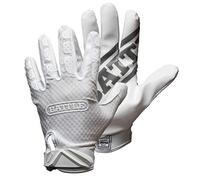 Battle Sports Triple Threat Wide Receiver Football Gloves, Ultra Stick Adult & Youth Gloves - Adult Medium, White