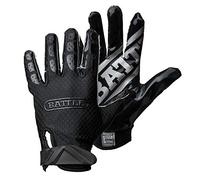 Battle Sports Triple Threat Wide Receiver Football Gloves, Ultra Stick Adult & Youth Gloves - Adult Medium, Black
