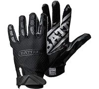 Battle Sports Triple Threat Wide Receiver Gloves, Black, Youth Large