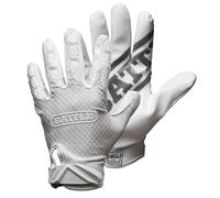 Battle Sports Triple Threat Wide Receiver Gloves, White, Youth Medium
