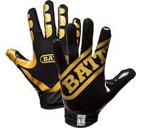 Battle Sports Ultra-Stick Wide Receiver Football Gloves - Adult & Youth Football Gloves - Youth Medium, Vegas Gold/Black