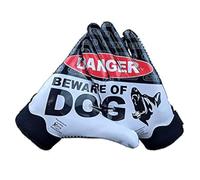 Battle Wide Receiver Football Gloves - Ultra Stick Grip, Compression Fit (Runs Tight - Size Up If Between Sizes), Youth & Adult Football Gloves - Adult Large, Beware of Dog, Black
