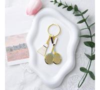 Battledore Badminton Keychain Sports Key Chain Accessories for Women Men Bag Charms for Backpacks Metal Badminton Keychains for Boys Girls Birthday Gifts for Sport Themed Party Decorations