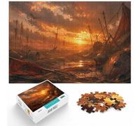 Battlefield Aftermath with Red Flags Jigsaw Puzzle for Adults, 1000 Piece