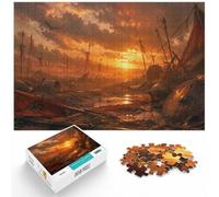 Battlefield Aftermath with Red Flags Jigsaw Puzzle for Adults, 1000 Piece