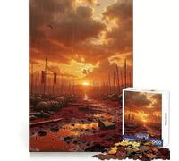 Battlefield Aftermath with Red Flags Teenagers 1000 Pieces Puzzle Cognitive Skill Restful Pleasure Solid Lock Art Xmas Gift (38x52cm)