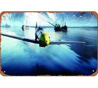 Battlefield, Battlefield V, BFV, World War II, airplane, Bf109 Metal Tin Sign Retro Wall Decor for Home Gate Garden Bars Restaurants Cafes Office Store Pubs Club Sign Gift 12 X 8 INCH Plaque Tin Sign