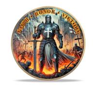 Battlefire Knight Cross Challenge Coin | Chivalric Valor & Sacred Shield Medallion | Battlefire Knight Historical Token | Commemorative Gifts for Collectors, Historians, and Enthusiasts