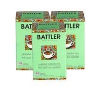 Battler Jasmine Green Tea Bags 3 Pack (60 Tea Bags) - Ceylon Green Tea with Jasmine Blossom Aroma, Individually Wrapped Envelope Tea Bags, Smooth & Aromatic Sri Lankan Floral Green Tea
