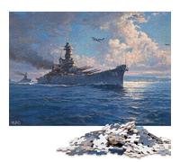 Battleship at Sea with Planes Wooden Puzzles 300 Piece Jigsaw Puzzles for Adults Educational Game Challenge Toy Christmas Eve Gifts 300pcs (40x28cm)