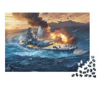 Battleship Sea Battle 1000 Piece Jigsaw Puzzle Jigsaw Puzzle for Adults Paper Relaxing Gift 52x38cm/1000pcs