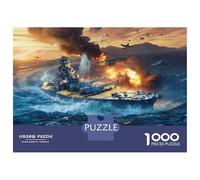 Battleship Sea Battle 1000 Piece Jigsaw Puzzle Paper Material Jigsaw Puzzle for Adults Ocean War Scene Family Focus Relax Gift 38x26cm/1000pcs