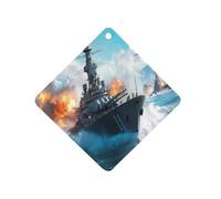 Battleships Ocean And War Car Aromatherapy Tablets Air Freshener Hanging Scented Cards for Rooms Bathrooms Wardrobe Rhombus