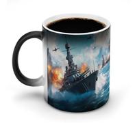 Battleships Ocean and War Ceramic Magic Mug Funny Discoloration Cup Heat Sensitive Coffee Mugs with Handle
