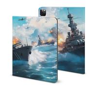 Battleships Ocean And War Compatible with iPad Protective Case with Pen Holder Book Style