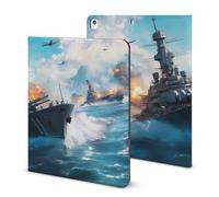 Battleships Ocean And War Compatible with iPad Protective Case with Pen Holder Book Style