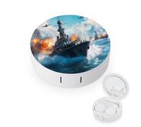 Battleships Ocean and War Contact Lens Case for Daily Travel