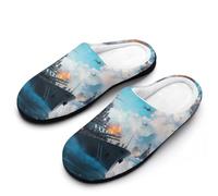 Battleships Ocean And War Cotton Slipper Anti-Skid Comfortable Cozy Plush Slippers Indoor House Closed Toe Shoes 11-12(42-43)