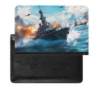 Battleships Ocean and War Passport Holder Cover Slim Wallet with ID Card Slot Case Protector for Women Men