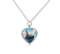Battleships Ocean And War Pet Ashes Necklace Memorial Jewelry Dog Cat Keepsake Funeral Urn Pendant for Men Women