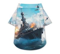 Battleships Ocean And War Pet Shirt Button Up Summer Clothes Breathable T-Shirt for Small Medium Dogs Cats