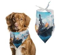 Battleships Ocean And War Pet Triangle Adjustable Bandana Comfortable Bibs Puppy Scarfs Washable Kerchief for Small Medium Pets