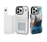 Battleships Ocean And War Phone Case Compatible with iPhone 16/16 Plus/16 Pro/16 Pro Max/ 16 E/16 SE4 Flip Protective Cover with Card Holder