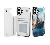 Battleships Ocean And War Phone Case Compatible with iPhone 16/16 Plus/16 Pro/16 Pro Max/ 16 E/16 SE4 Flip Protective Cover with Card Holder