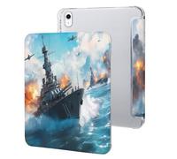 Battleships Ocean And War Tablet Case with Pencil Holder Compatible with iPad 9th/ 8th/ 7th Lightweight Hard Protective Cover