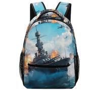 Battleships Ocean And War Travel Backpack for Laptop Casual Daypack Backpack with Compartment for Office Work