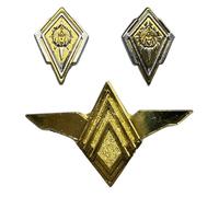 Battlestar Galactica BSG Commander Rank Pins & Senior Flight Wings Set Sci-Fi Replica Badge With Colonial Symbol Insignia