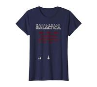 Battlestar Galactica Space Invaders Style T-Shirt, Women, Navy Blue, X-Small