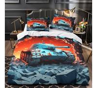 BattleTank Quilt Cover 3D Print Machine Washable 3 Pieces Bed Set Hidden Zipper MilitaryStyleArt Comforter Cover Extra Soft Hypoallergenic for Adults Kids Teens Women Youth Single（135x200cm）