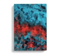 Battling The Sun Abstract Teal, Blue, Brown Canvas Print for Living Room Bedroom Home Office Décor, Wall Art Picture Ready to Hang, 30x20 Inch (76x50 cm)
