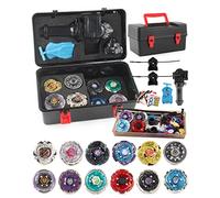 Battling Top Stadium Set, 6 Metal Fusion Spinning Tops, 2 Launchers, 1 Battle Arena with DIY Sticker, Combat Game Toys Gift for 6+ Years Old Kids (TUOLUO12)