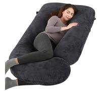 BATTOP Pregnancy Pillows for Sleeping, Full Body Maternity Pillow for Side Sleeping, Support for Back, Legs, Belly, HIPS, 57 Inch Pregnancy Pillow with Removable Cover, Black