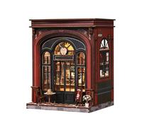 BATTREVO book nook-Warmglow Coffee-DIY set for adults, with LED light, book nook kit, wooden dollhouse tiny house, Christmas birthday gifts