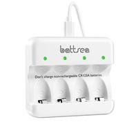 Battsea Fast Charger 5V 2A with USB Type-C Charging Cable for Battsea CRI23A 750mAh / 900mAh Rechargeable Batteries (4 Independent Charging Channels)