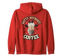 Batty Without Coffee Skeleton Spooky Zip Hoodie