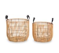 Batu Set Of 2 Natural Rattan Baskets Interiors by Premier Brown One Size