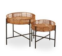 Batu Set Of 2 Rattan Side Tables Interiors by Premier Brown One Size