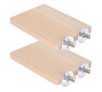 Batum 2pcs Natural Wood Bird Perch Platform, 13 x 9 cm Rectangular Bird Cage Platform for Parrots, Conures, Budgies, Cockatiels, Hamsters and Small Pets