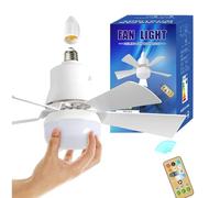 BatwhO Plug in Ceiling Fan with Lights and Remote, 30W E27 Bulb Fan, 3-Color Dimmable Lighting, Timing Function, Perfect for Bedroom, Living Room, Dining Room, 15.75 inches (length only), White