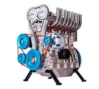 BAUBAUPLAY Engine Model Kit, All Metal Car Mini Assemble Inline Four cylinder Engine Model, Science Education Educational Toys Gift Ornaments