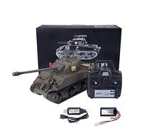 BAUBAUPLAY Military Tank Model, 1/16 Scale RC M4A3 Sherman Medium Tank with Lights & Sounds, RC Vehicle Toy for Adults