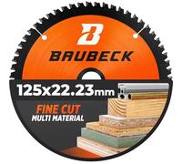 BAUBECK 125mm x 22.23 mm Saw Blade, 125mm Cutting Disk, for Ange Grinder, fine cut in Wood, Metal etc. - TCT 125 mm saw blade x40T - Compatible with Bosch Makita Dewalt Festool Freud 125mm saw blade
