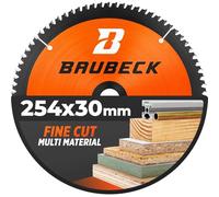 BAUBECK 255mm x 25.4mm Saw Blade, fine cut in Wood, Metal etc. - TCT 255 mm saw blade x80T - Compatible with Bosch Makita Dewalt Festool Freud 255mm saw blade